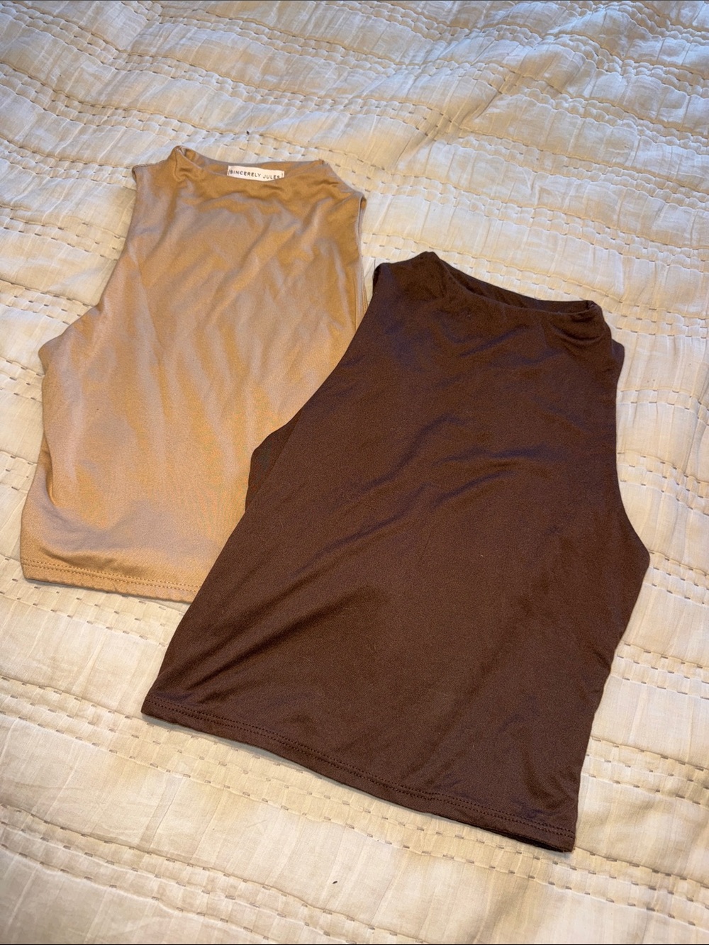 Sincerely Jules Ribbed Tank Duo - Beige & Brown